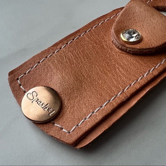 Spark*l  Tan Leather Cuff Apple Watch Band 38mm 40mm and 41mm XXS - Picture 4 of 6